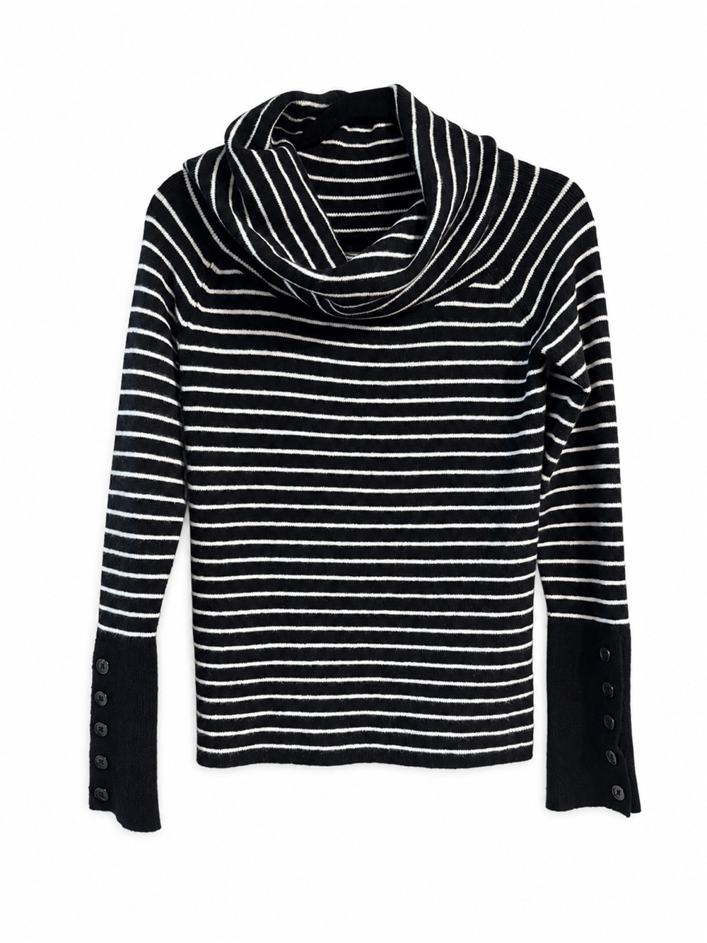 NWT Free People striped cowl neck sweater in black & ivory - Medium